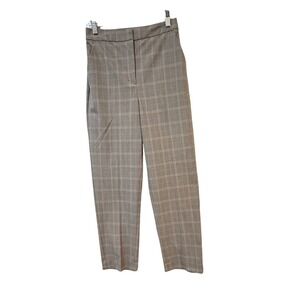 Express Editor Pants Plaid Super High Rise Straight Ankle Gray Size 2R